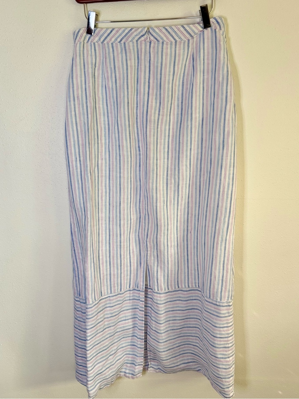 Island Company Linen Maxi Skirt M Blue Pink Stripe Coastal Resort - Picture 3 of 8